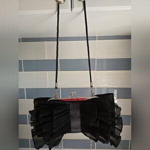 Chic Black Ruffled Mini Bag